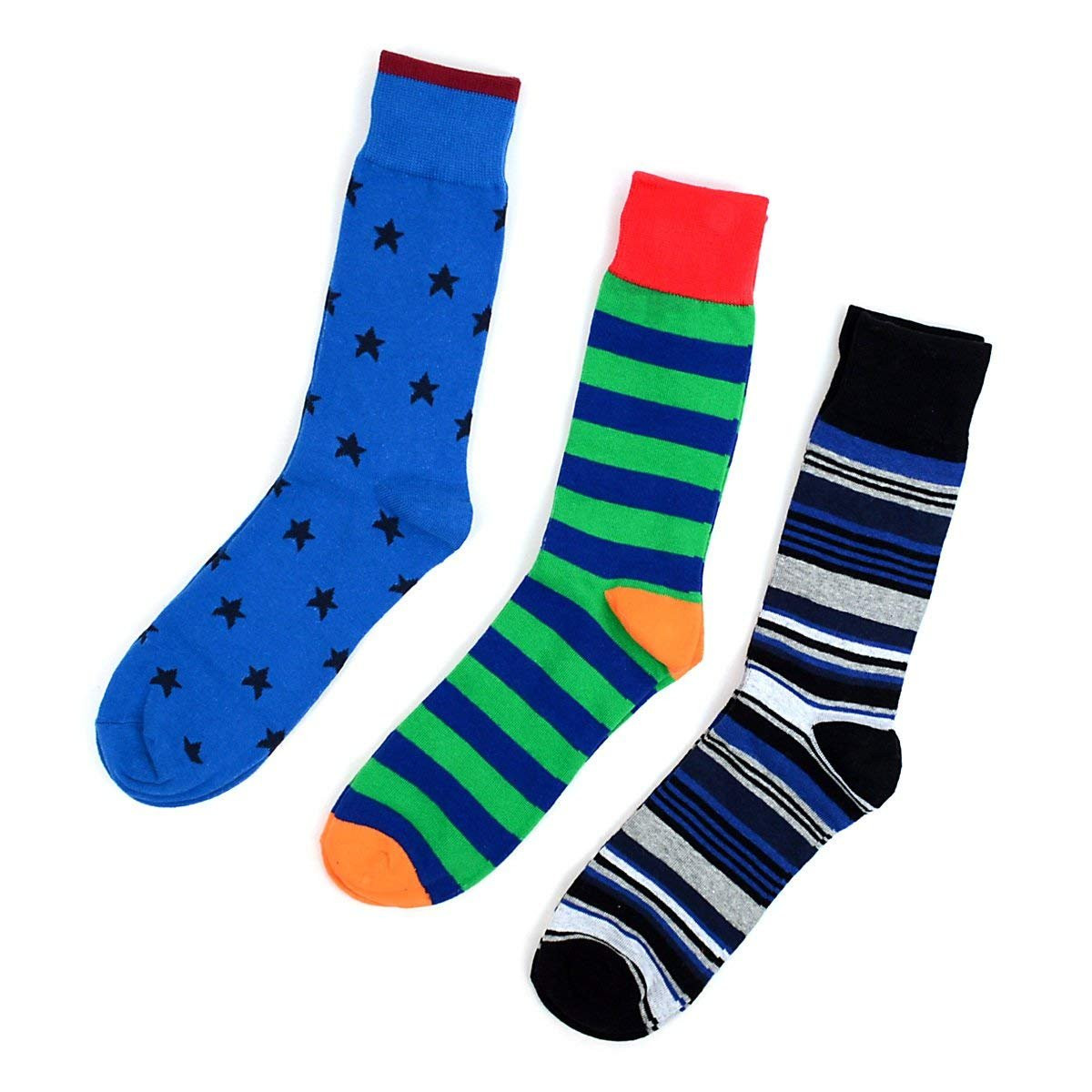 Men S Blue Multi Design Dress Socks Gift Box Set 3 Pairs Boxed Gifts