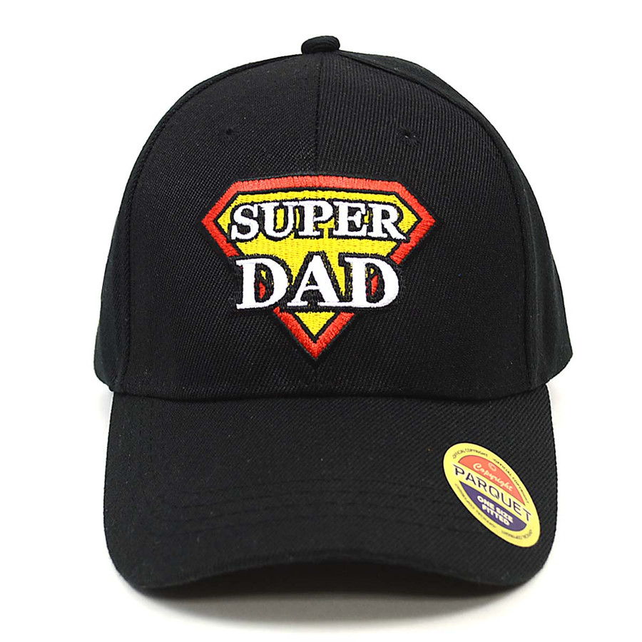 Super Dad Black Embroidered Baseball Cap