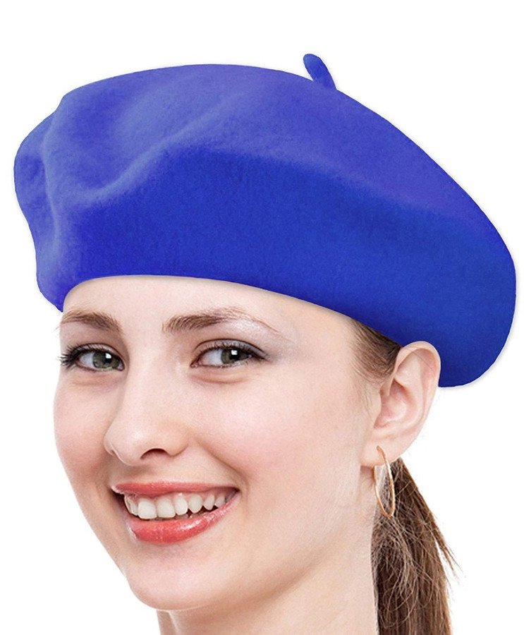 Classic Solid Color Wool French Beret (Royal Blue)