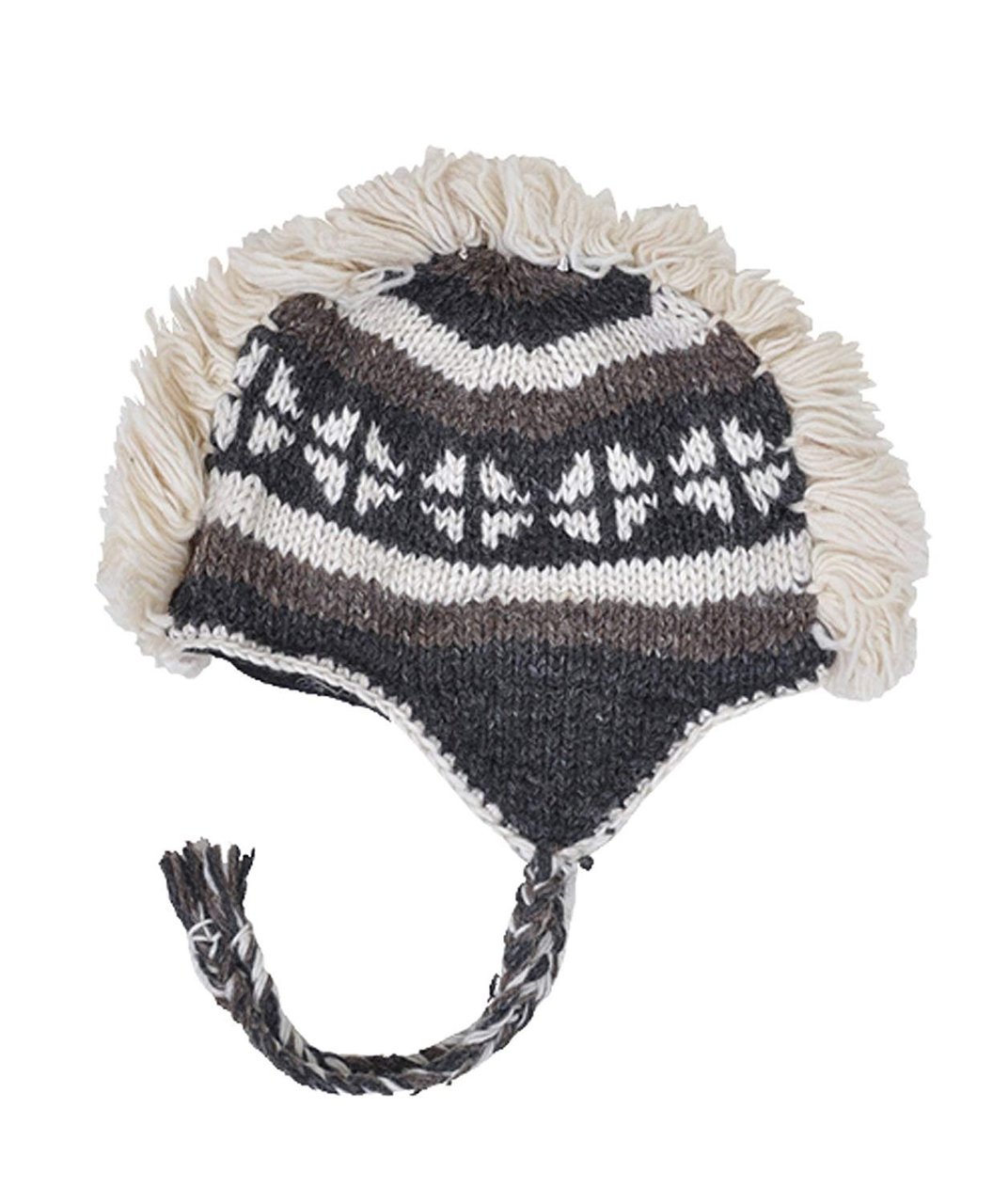 Arctic Mohawk Hand Knit 100 Wool Winter Hats With Fleece Lining