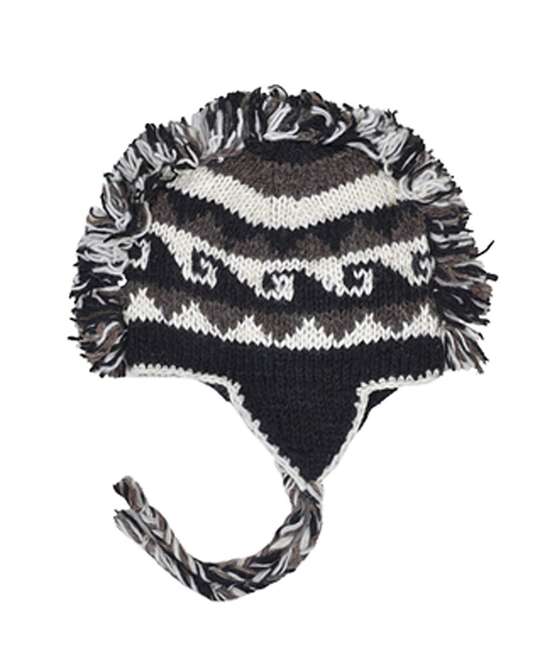 Grey Mohawk Hand Knit 100 Wool Winter Hats With Fleece Lining