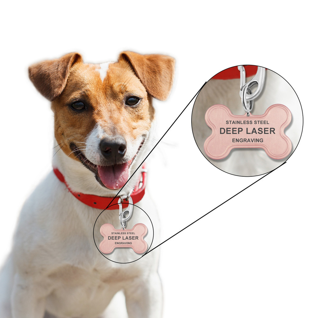 RECTANGLE 7/8"x1-1/4" DEEP Custom Laser Engraved PVD Rose Gold Pet ID Tags, Personalized Dog Tags for Dogs, Cats, Pets - Various Colors