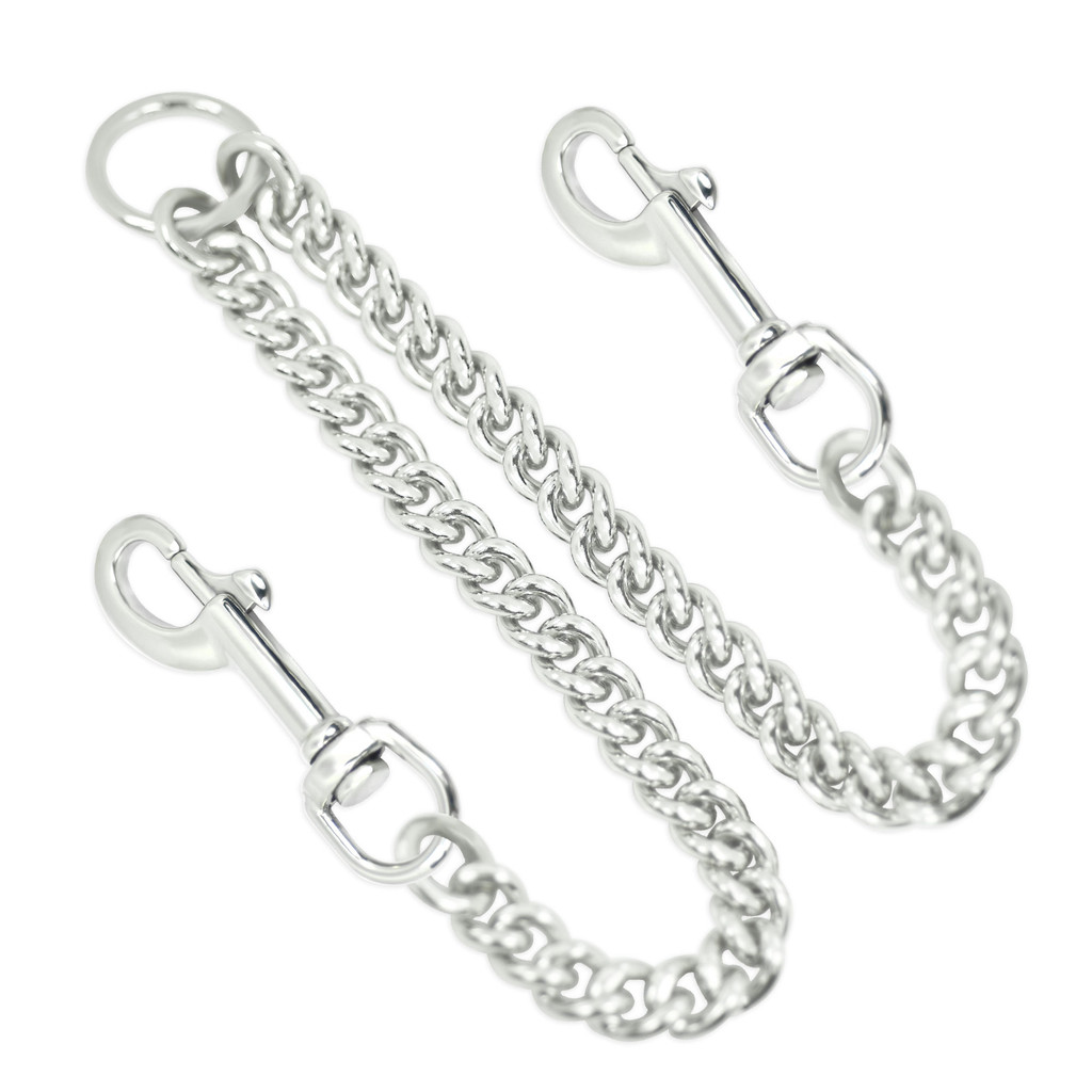 Heavy Duty 2-Way Dog Lead Surgical Stainless-Steel Chain Double Pet Clip Leash Coupler