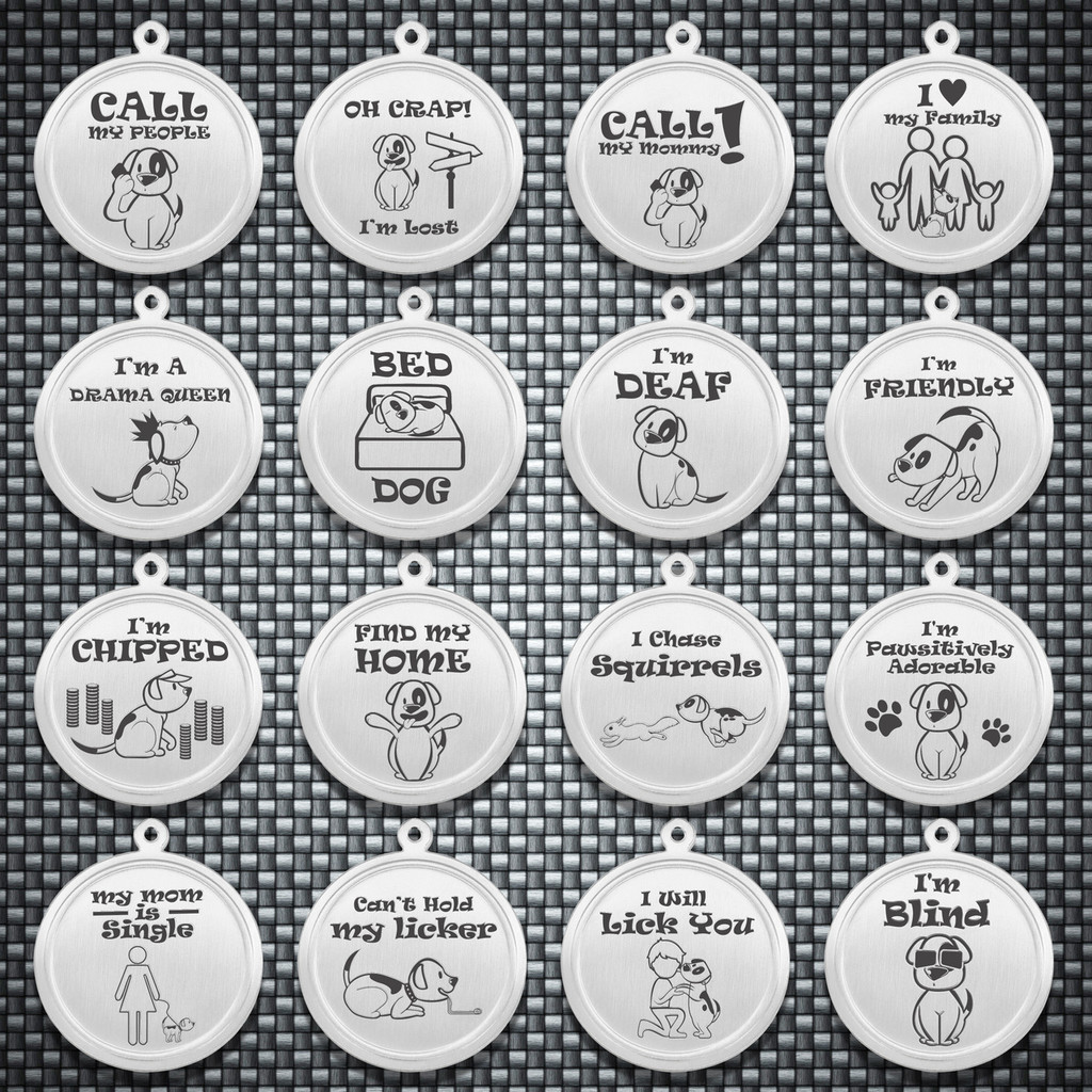 Leash King Engraved Pet ID Tags for Dogs - Personalized Stainless Steel Identification Tags - Custom Name Tag w/Split Ring Pack Attachment- Made in USA- 1 OR 1.25" - Adorable