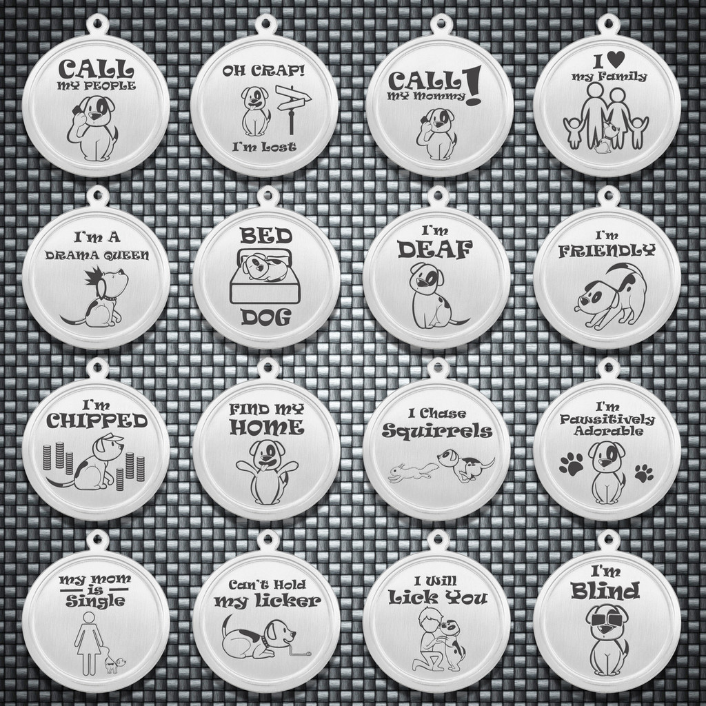 Leash King Engraved Pet ID Tags for Dogs - Personalized Stainless Steel Identification Tags - Custom Name Tag w/Split Ring Pack Attachment- Made in USA- 1 OR 1.25" - HOME