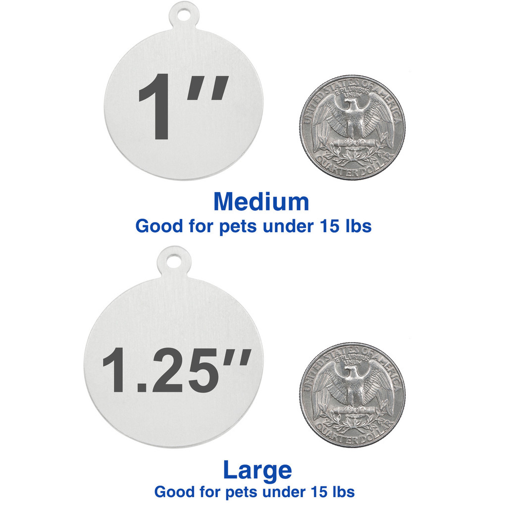 Leash King Engraved Pet ID Tags for Dogs - Personalized Stainless Steel Identification Tags - Custom Name Tag w/Split Ring Pack Attachment- Made in USA- 1 OR 1.25" - CALL