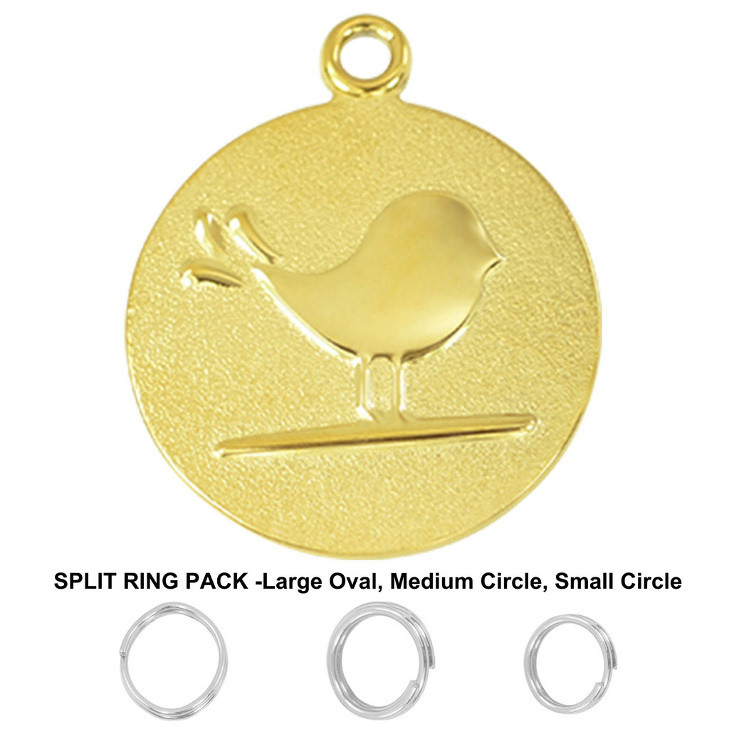 1-Inch Fun & Playful Custom Laser Engraved Pet ID Tags for Dogs & Cats -PVD Gold / Bird -Free Engraving w/ Ring Pack