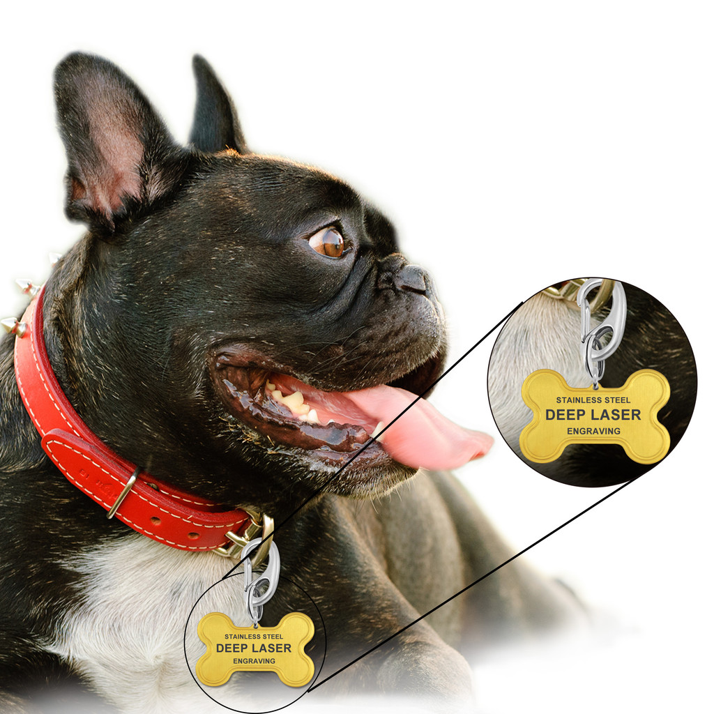 HEART 1-1/8"x1-1/8" Deep Custom Laser Engraved PVD Gold Pet ID Tags, Personalized Dog Tags for Dogs, Cats, Pets - Various Colors