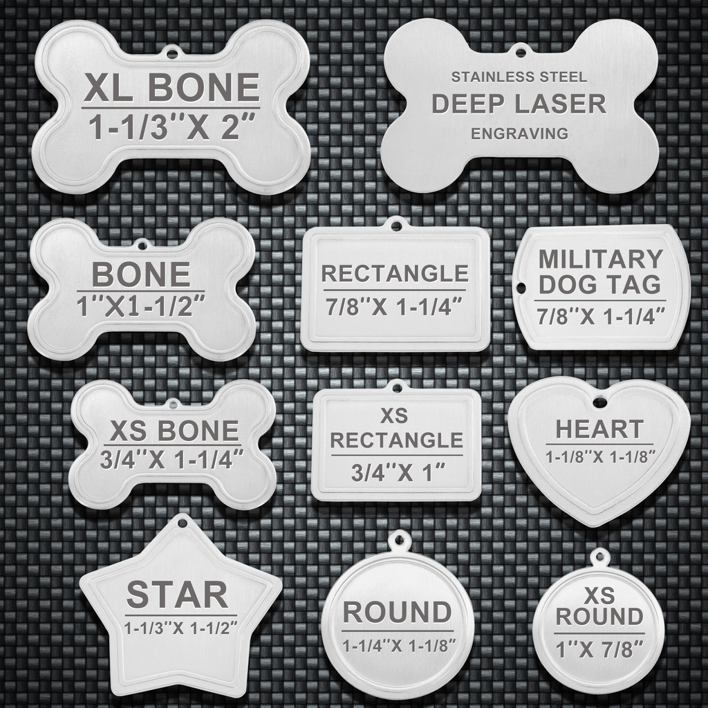 HEART 1-1/8"x1-1/8" Deep Custom Laser Engraved Pet ID Tags, Personalized Dog Tags for Dogs, Cats, Pets - Various Colors