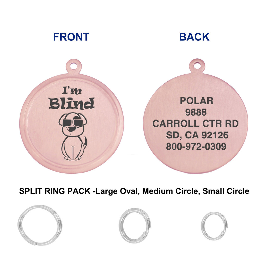 Leash King Engraved PVD Rose Gold Pet ID Tags for Dogs - Personalized Identification Tags - Custom Name Tag w/Split Ring Pack Attachment- Made in USA- 1 OR 1.25" -BLIND