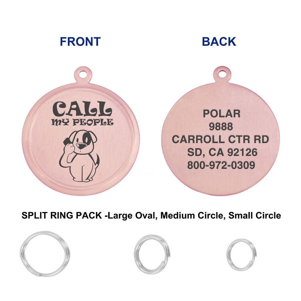 Leash King Engraved PVD Rose Gold Pet ID Tags for Dogs - Personalized Identification Tags - Custom Name Tag w/Split Ring Pack Attachment- Made in USA- 1 OR 1.25" -CALL