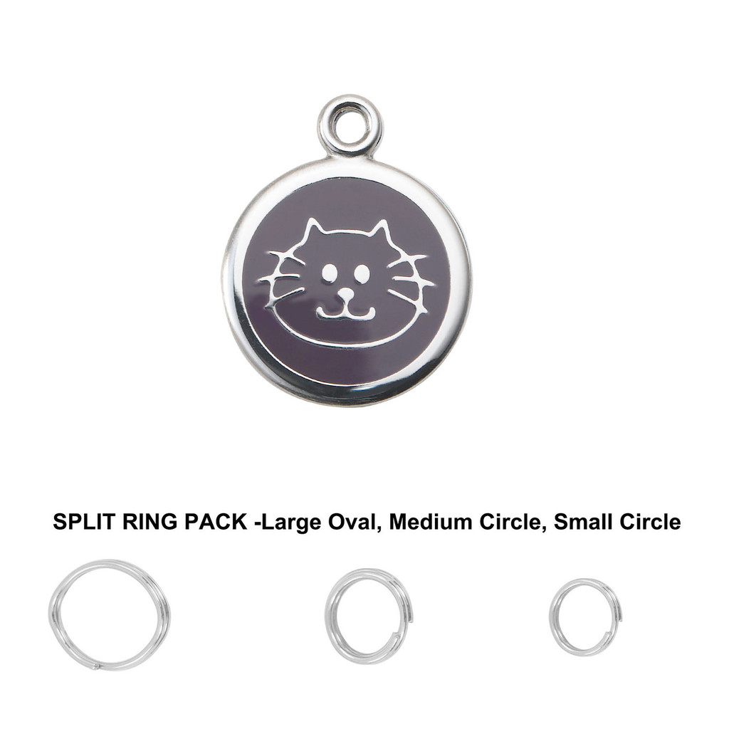 Cute and Durable Custom Laser Engraved Pet ID Tags with Ring Pack  for Dogs and  Pets - CAT-M