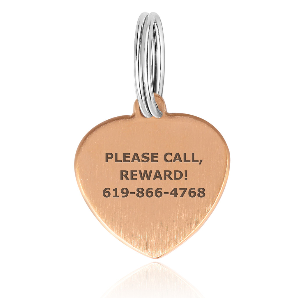 Personalized Stainless-Steel Large Heart Bling Pet Tag pet Tags for Dogs and Cats – PVD Rose Gold