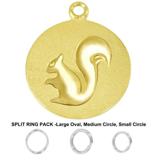 1-Inch Fun & Playful Custom Laser Engraved Pet ID Tags for Dogs & Cats -PVD Gold / Squirrel -Free Engraving w/ Ring Pack