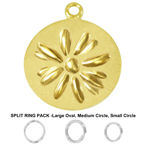 1-Inch Fun & Playful Custom Laser Engraved Pet ID Tags for Dogs & Cats -PVD Gold / Flower -Free Engraving w/ Ring Pack