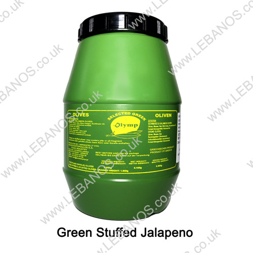 Green Olives Stuffed Jalapeno Olymp 3.3L Lebanos Foods