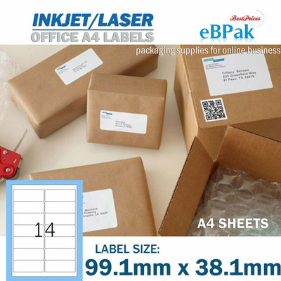 EBPAK 500x A4 Address Mailing Label 99.1 x 38.1mm 14up EBPAK 500x A4 Address Mailing Label 99.1 x 38.1mm 14up