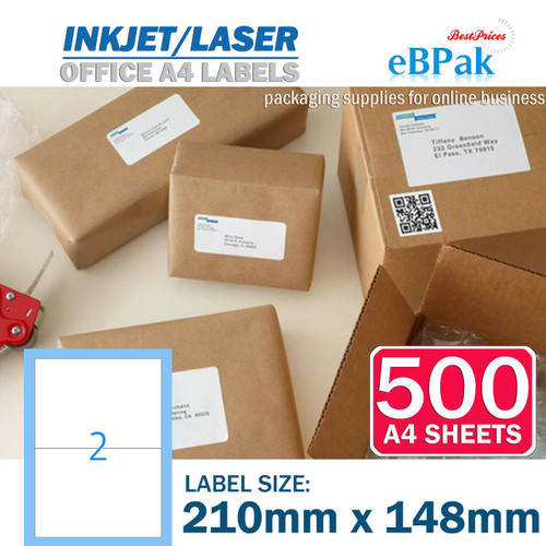 EBPAK 100x A4 Address Mailing Label 210 x 148.5mm 2up
