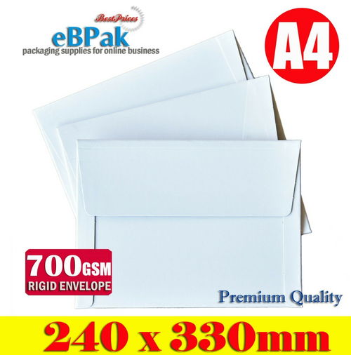 100x A4 Rigid Envelope 245 x 330mm 700gsm Hard Mailer - Sydney