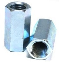 10-Pack Hex Coupling Nuts – 1-8 Thread X 1-3/8 Drive X 2-3/4 Long, Zinc Steel