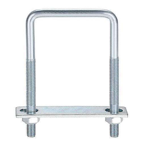 Square U-Bolt w/ Plate & Nuts - Plated  3/8 x 3 x 7 | The Nutty Company, Inc.