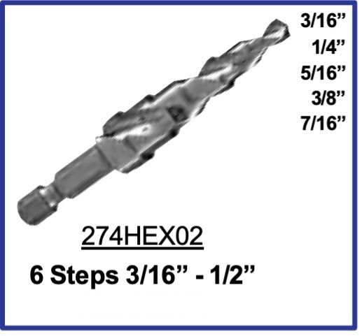 274HEX02 6 Step Drill HSS
