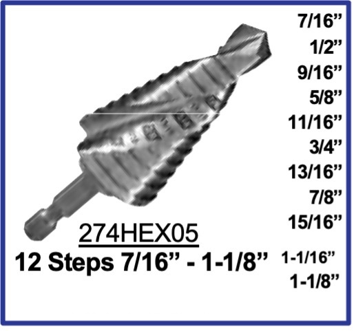 274HEX05  12 Step HSS Drill