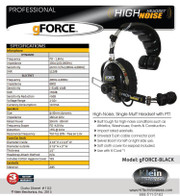 ROCKET SCIENCE GForce High Noise Headset Single Earmuff 