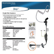 ROCKET SCIENCE Star for Motorola M7 Single Wire Surveillance Earpiece 