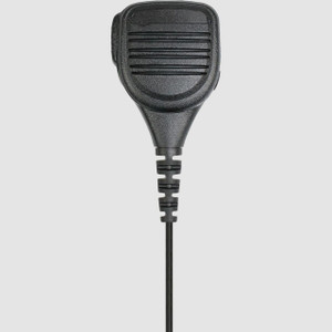 PRYME SYNERGY M8 amplified speaker microphone with coiled cable and rugged push-to-talk button.