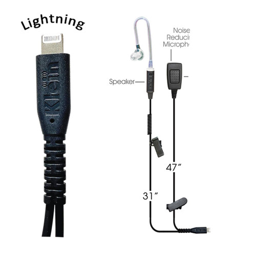 KLEIN ELECTRONICS Klein OEM-VictorZLOLi-D 2-Wire PTT Earpiece with Lightning Connector 