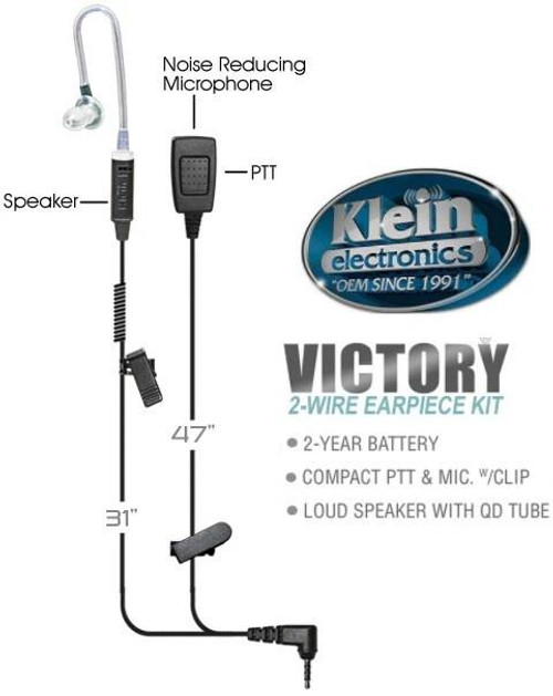 KLEIN ELECTRONICS Klein OEM-Victory-KO 2 Wire PTT Earpiece for KODIAK on Android 