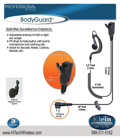 ROCKET SCIENCE BodyGuard Two Wire Surveillance Earpiece Motorola M7 