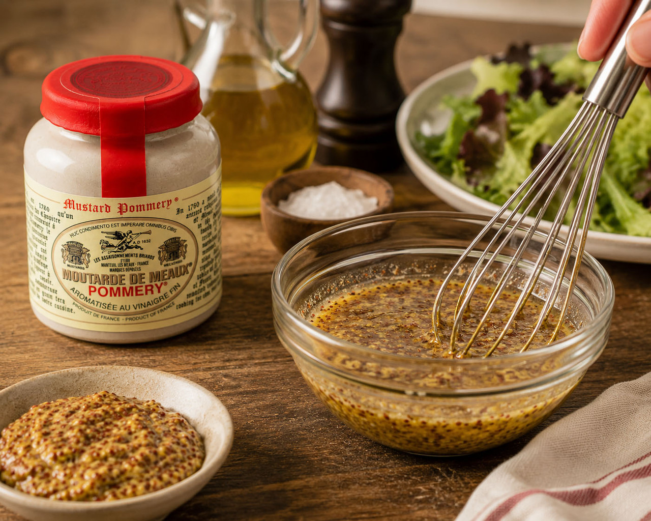 Pommery mustard whisked into a French vinaigrette