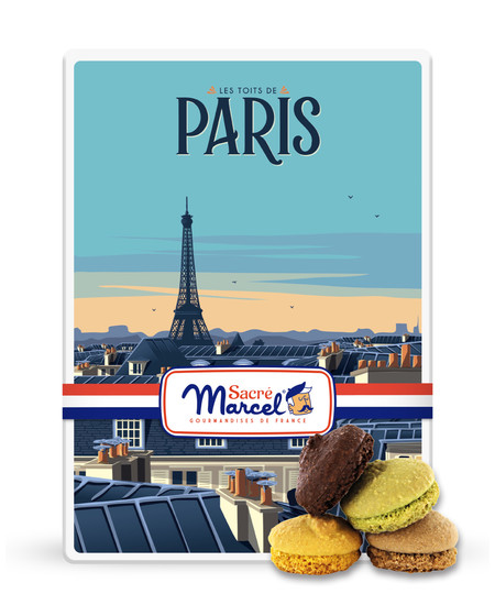 Paris roof collectible tin box with macarons biscuits