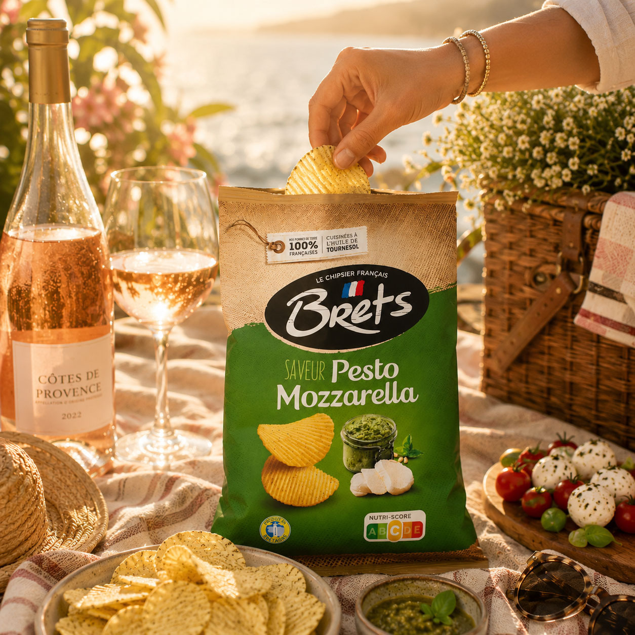 Brets chips as a snack with French beer or wine