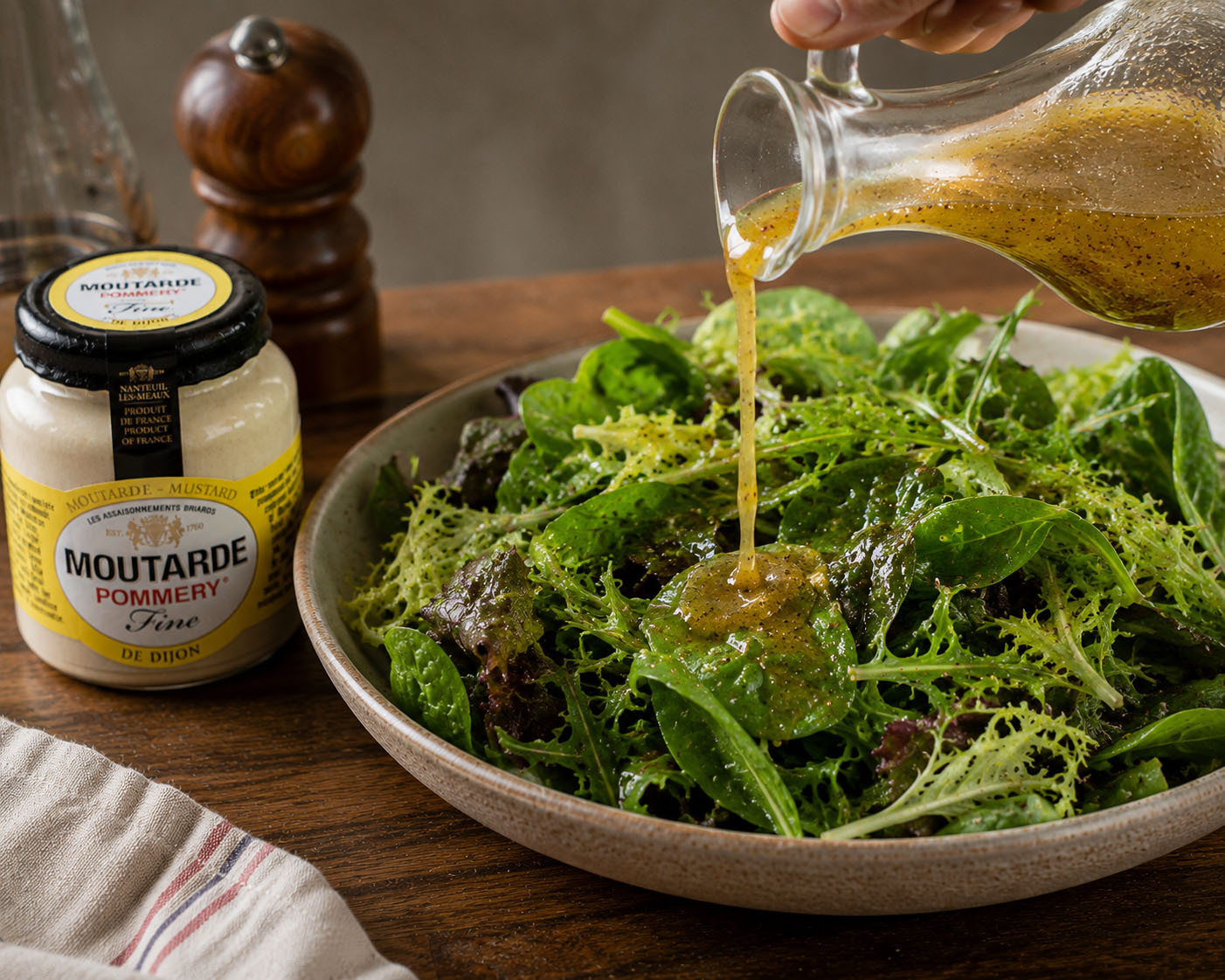 Pommery Dijon mustard in a classic French vinaigrette