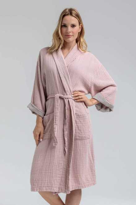 Olympia Cotton Robe - Pink