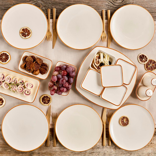 Allure White-Brown 6-person 21pc Breakfast Set