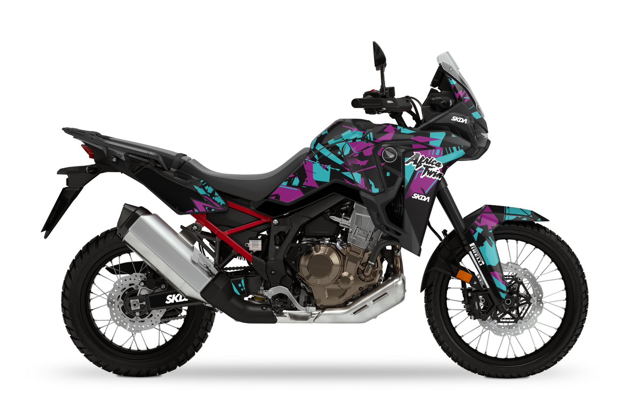 レア Africaコレクションのマルチカラー スクイグル SHATTER Teal Africa Twin Full Graphics Kit | SKDA USA