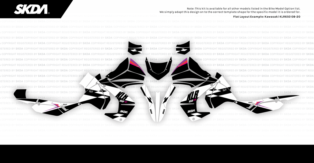 Klr Graphics CHEEKS White KLR Full Graphics Kit | SKDA USA