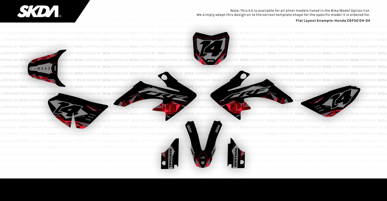 Crome Ridge Kit RIDGE CHROME Blk/Red Honda Mini Full Graphics Kit | SKDA USA