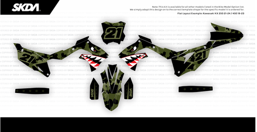 BOMBER Khaki KX/KXF Full Graphics Kit | SKDA USA