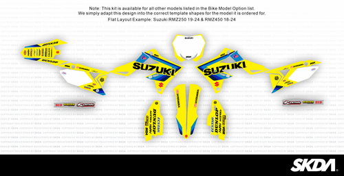 PARALLEL Ylw/Blue Suzuki Full Graphics Kit | SKDA USA