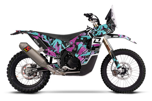 SHATTER Kove Rally Full Graphics Kit designed and manufactured by SKDA Moto Creative.