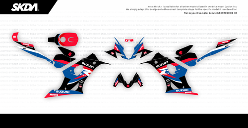 ZEPHYR Blue/Red Suzuki GSXR Full Graphics Kit | SKDA USA