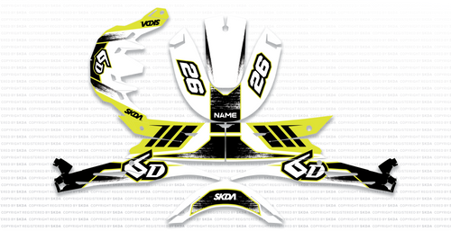 SCRAP Yellow 6D Helmet Graphics Kit designed and manufactured by SKDA Moto Creative.