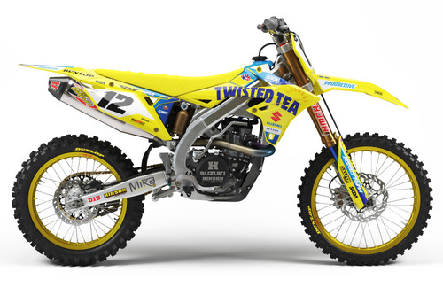 24 TWISTED TEA MX Suzuki Full Graphics Kit designed and manufactured by SKDA Moto Creative. 24 TWISTED TEA MX Suzuki Full Graphics Kit designed and manufactured by SKDA Moto Creative.