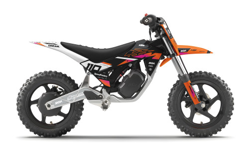 ORCA Orange KTM SX-E Full Graphics Kit designed and manufactured by SKDA Moto Creative.