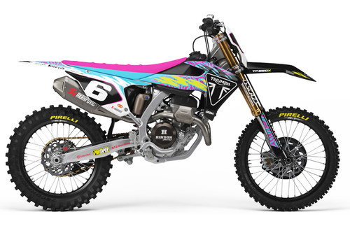 SWIRL Blue Triumph TF Full Graphics Kit designed and manufactured by SKDA Moto Creative.